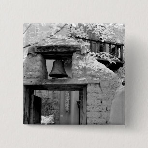 Ruwe adobe bel in entree, Santa Fe, New Vierkante Button 5,1 Cm