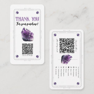Ruwe Amethist Paarse Kristal Social Media QR Code Visitekaartje