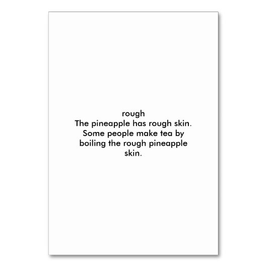 Ruwe ananashuid, bijvoeglijke lezing flashcards kaart (Achterkant)