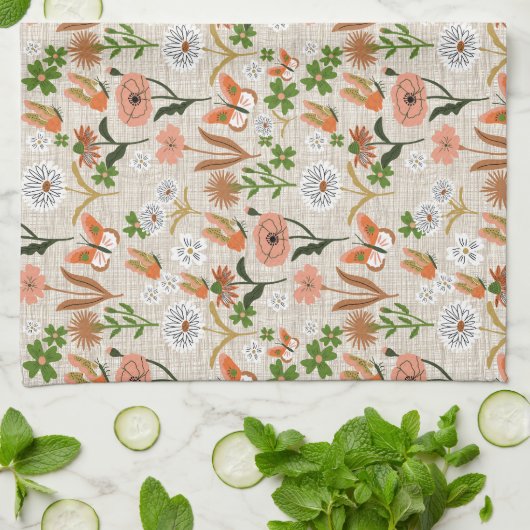 Ruwe Bamboe Bloemen Daisy Shamrocks Boerderij Theedoek (Gevouwen)