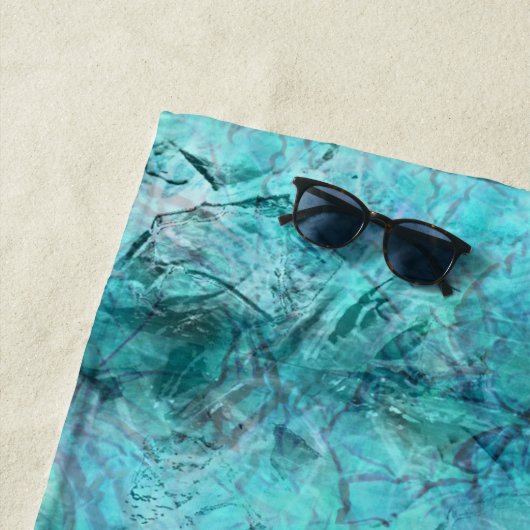 Ruwe blauwe neonpapier strandlaken (In situ)