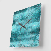 Ruwe blauwe neonpapier vierkante klok (Hoek)