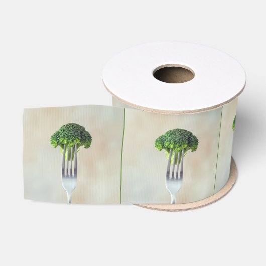 Ruwe Broccoli Bloem op een Vork Grosgrain Lint (Spoel)