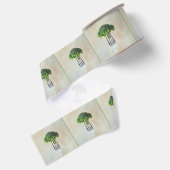 Ruwe Broccoli Bloem op een Vork Grosgrain Lint (Achterkant)