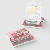 Ruwe Collie Dog Auto met hart Valentijnse Stenen Onderzetter (Zijkant)