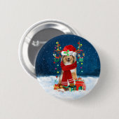 Ruwe Collie Dog in sneeuw met kerstcadeaus Ronde Button 5,7 Cm (Voorkant /achterkant)
