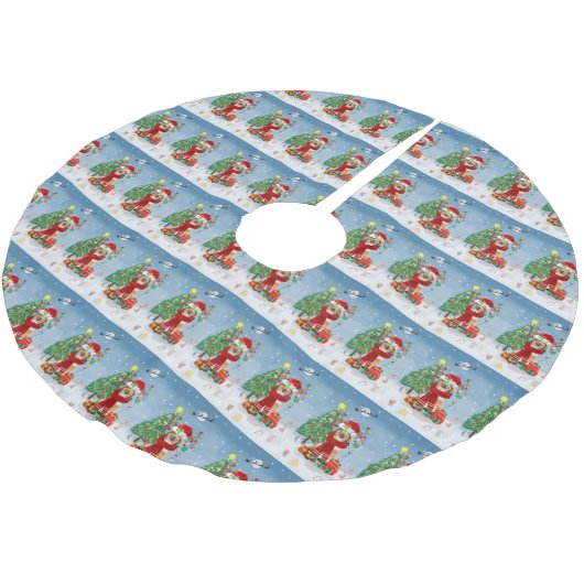 Ruwe Collie Dog in Sneeuwkerstcadeau Kerstboom Rok (Gekanteld)