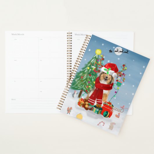 Ruwe Collie Dog in Sneeuwkerstcadeau Planner (Display)
