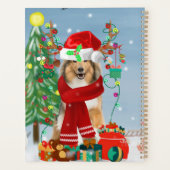 Ruwe Collie Dog in Sneeuwkerstcadeau Planner (Achterkant)