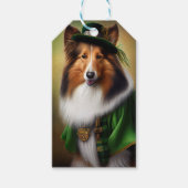 Ruwe Collie Dog in St. Patrick's Day Dress Cadeaulabel (Voorkant)