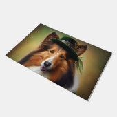 Ruwe Collie Dog in St. Patrick's Day Dress Deurmat (Schuin)