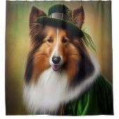 Ruwe Collie Dog in St. Patrick's Day Dress Douchegordijn (Voorkant)