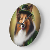 Ruwe Collie Dog in St. Patrick's Day Dress Grote Klok (Hoek)