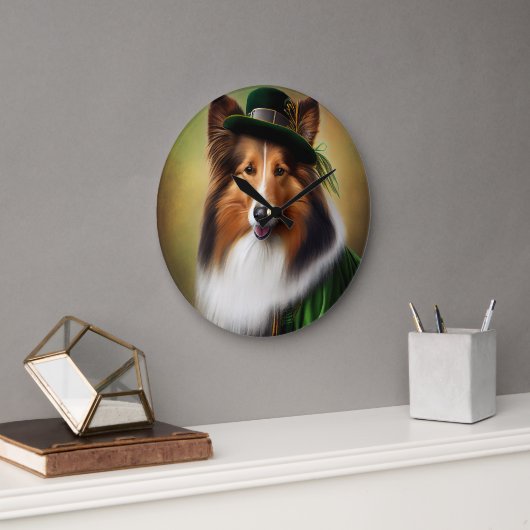 Ruwe Collie Dog in St. Patrick's Day Dress Grote Klok (Kantoor)