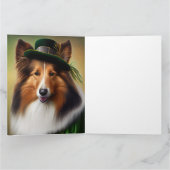 Ruwe Collie Dog in St. Patrick's Day Dress Kaart (Binnen)