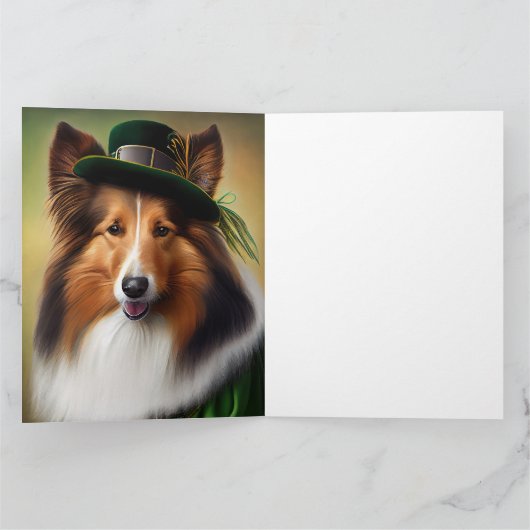 Ruwe Collie Dog in St. Patrick's Day Dress Kaart (Binnen)