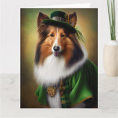 Ruwe Collie Dog in St. Patrick's Day Dress Kaart (Voorkant)