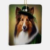 Ruwe Collie Dog in St. Patrick's Day Dress Keramisch Ornament (Rechts)