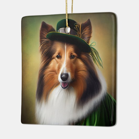 Ruwe Collie Dog in St. Patrick's Day Dress Keramisch Ornament (Links)