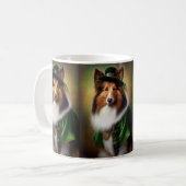 Ruwe Collie Dog in St. Patrick's Day Dress Koffiemok (Voorkant links)
