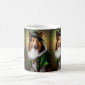 Ruwe Collie Dog in St. Patrick's Day Dress Koffiemok (Center)