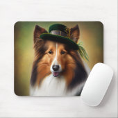 Ruwe Collie Dog in St. Patrick's Day Dress Muismat (Met muis)