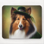 Ruwe Collie Dog in St. Patrick's Day Dress Muismat (Voorkant)