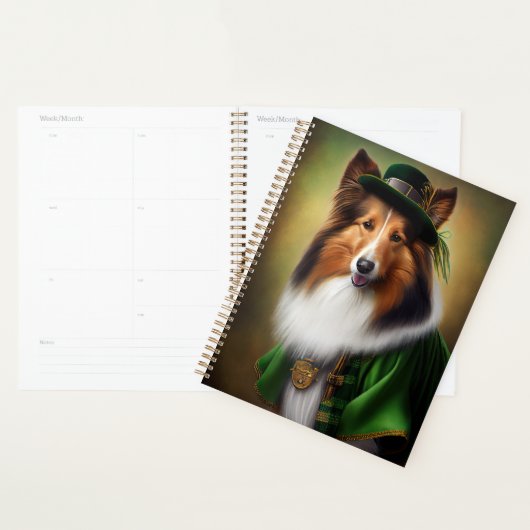 Ruwe Collie Dog in St. Patrick's Day Dress Planner (Display)