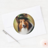 Ruwe Collie Dog in St. Patrick's Day Dress Ronde Sticker (Envelop)