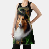 Ruwe Collie Dog in St. Patrick's Day Dress Schort (Insitu)