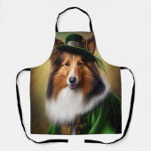 Ruwe Collie Dog in St. Patrick's Day Dress Schort (Voorkant)