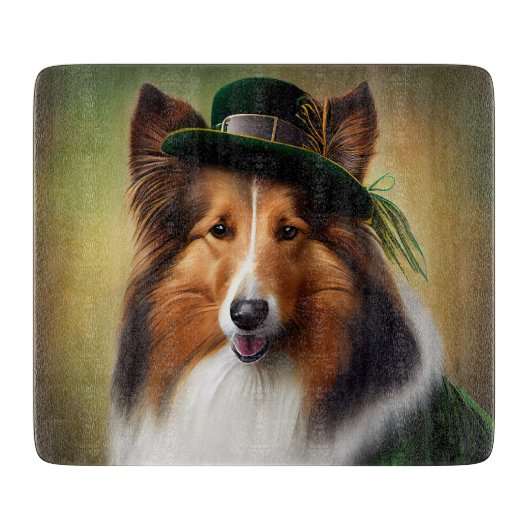 Ruwe Collie Dog in St. Patrick's Day Dress Snijplank (Voorkant)
