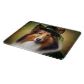 Ruwe Collie Dog in St. Patrick's Day Dress Snijplank (Hoek)