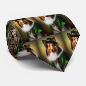 Ruwe Collie Dog in St. Patrick's Day Dress Stropdas (Opgerold)