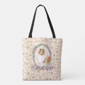 Ruwe Collie Dog Paw Print & Dog Bone Cute Tote Bag (Achterkant)