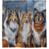 Ruwe Collie Halloween Spoken Douchegordijn (Voorkant)