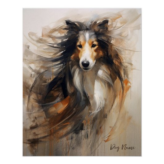 Ruwe Collie Hond in de wind 002 - Yacobsen Derosa Perfect Poster (Voorkant)