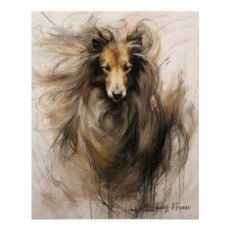 Ruwe Collie Hond in de wind 004 - Yacobsen Derosa Perfect Poster