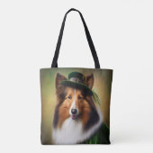 Ruwe Collie-hond in St. Patrick's Day-jurk Tote Bag (Achterkant)