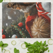 Ruwe Collie Hond Kerst Feestelijk Theedoek (Gevouwen)