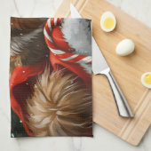 Ruwe Collie Hond Kerst Feestelijk Theedoek (Quarter Fold)