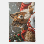 Ruwe Collie Hond Kerst Feestelijk Theedoek (Verticaal)