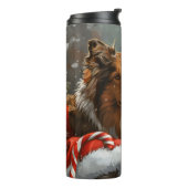 Ruwe Collie Hond Kerst Festief Thermosbeker (Gedraaid links)