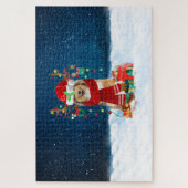 Ruwe Collie hond met kerstcadeaus Legpuzzel (Verticaal)