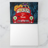 Ruwe Collie-hond rijdt auto griezelige Halloween Kaart (Binnen)