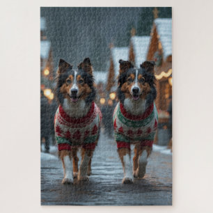 Ruwe Collie Honden Kerst Sneeuw Vakantie Legpuzzel