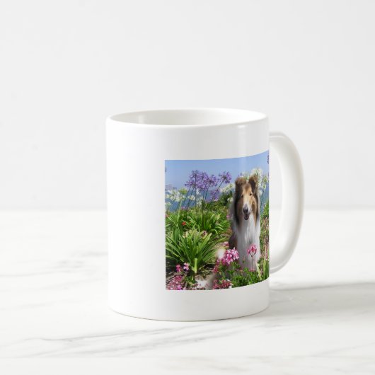 Ruwe Collie in Flowers Mok (Voorkant rechts)