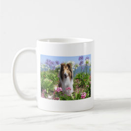 Ruwe Collie in Flowers Mok