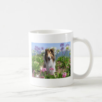 Ruwe Collie in Flowers Mok