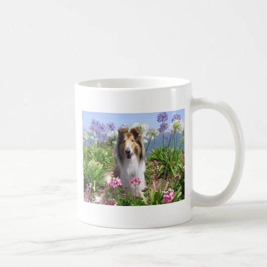 Ruwe Collie in Flowers Mok (Rechts)